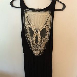 Lacy skull print maxi dress